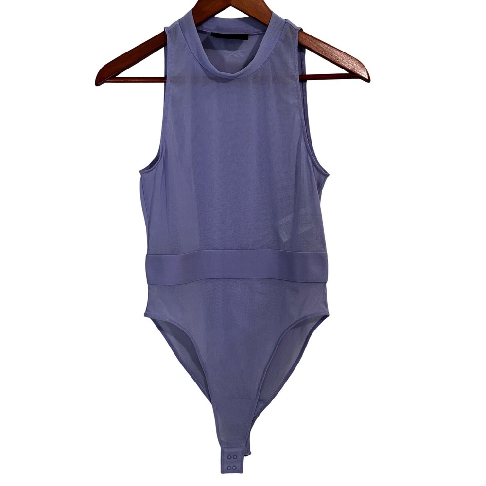 Reebok Cardi‎ B Sheer Sleeveless Purple Bodysuit SAMPLE Tag Women's Size Small